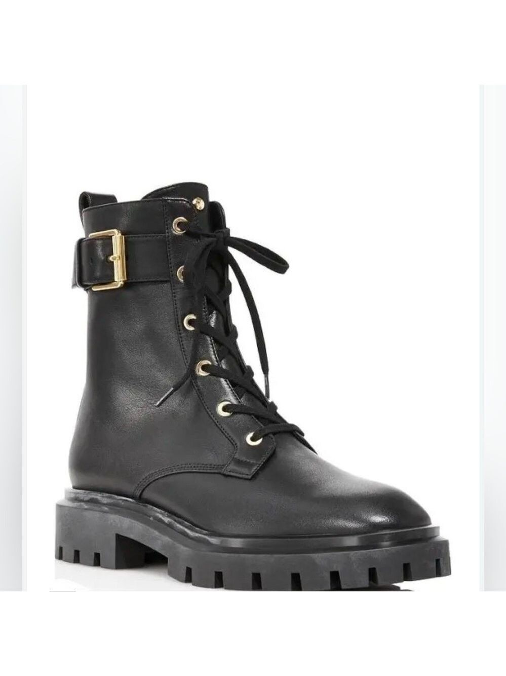 Stuart Weitzman Ultra Lug Sole Buckle Combat Boots - NWT